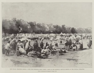 Der indische Grenzaufstand, mit der Mohmand-Feldtruppe, Lager der kaiserlichen Diensttruppen der Patiala-Infanterie